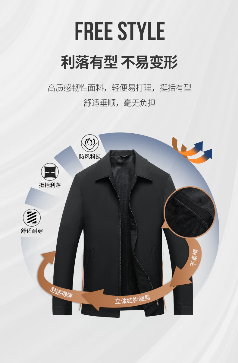 Baocaiyang Administrative Jacket for Men, Spring And Autumn Business Casual Lapel Loose Fit Coat for Fathers, Middle-Aged And Elderly Government Officials 2