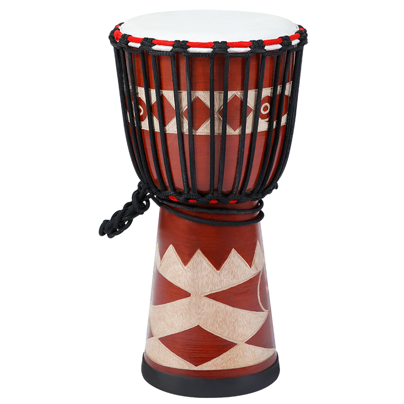 MOSEN Large 8-Inch African Drum, Pure Sheepskin Imported Durian Wood Carved Leopard Totem, No Tuning Required