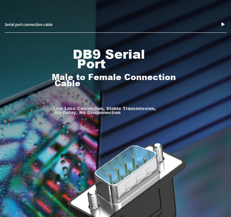 Fengyingzi RS232 Serial Port Male to Female Cable, DB9(Male)/DB9(Female), COM Cable, Male to Female Extension Cable, Straight-Through Cable, Black, 0.5 Meter, FYZ-WK11C 1
