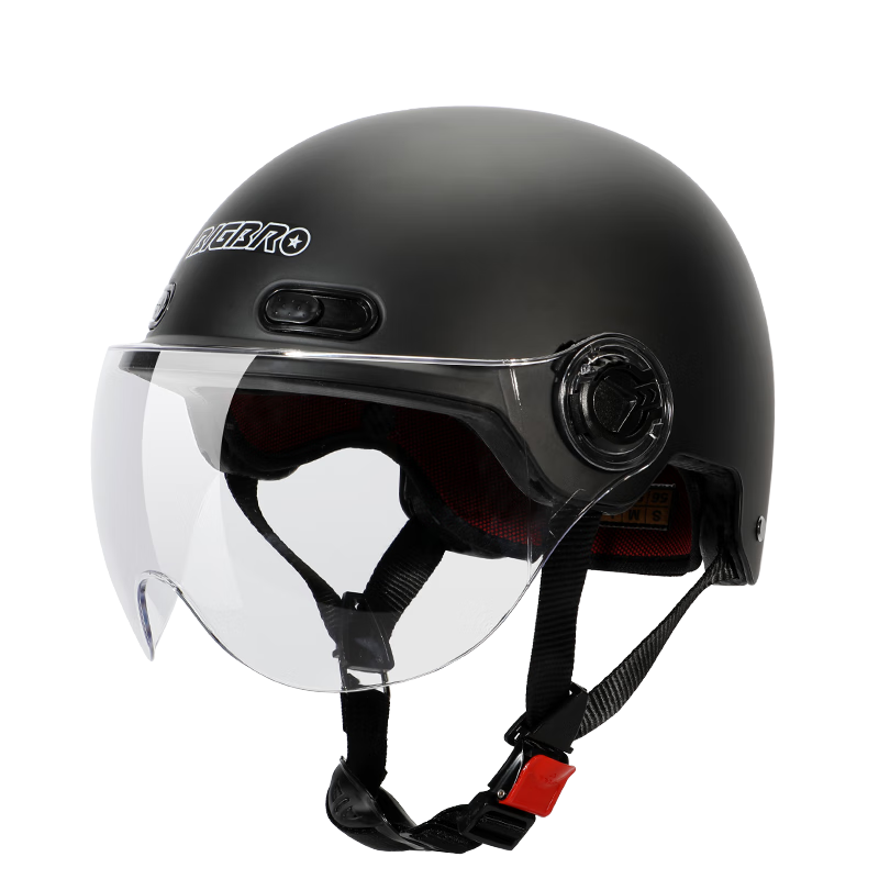 BIGBRO 008 Matte Black New National Standard 3C Electric Motorcycle Helmet for Men And Women, Summer Sun Protection All-Season Universal Electric Scooter Summer Half Helmet