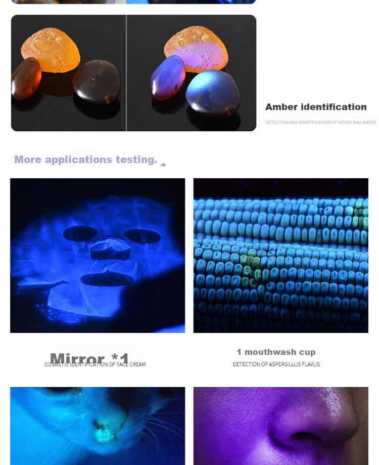 MOTIE UV Light for Alcohol And Tobacco Inspection, 365nm UV Flashlight for Vegetable Detection, Fluorescence Testing, Cat Ringworm, And Cat Urine Analysis 8