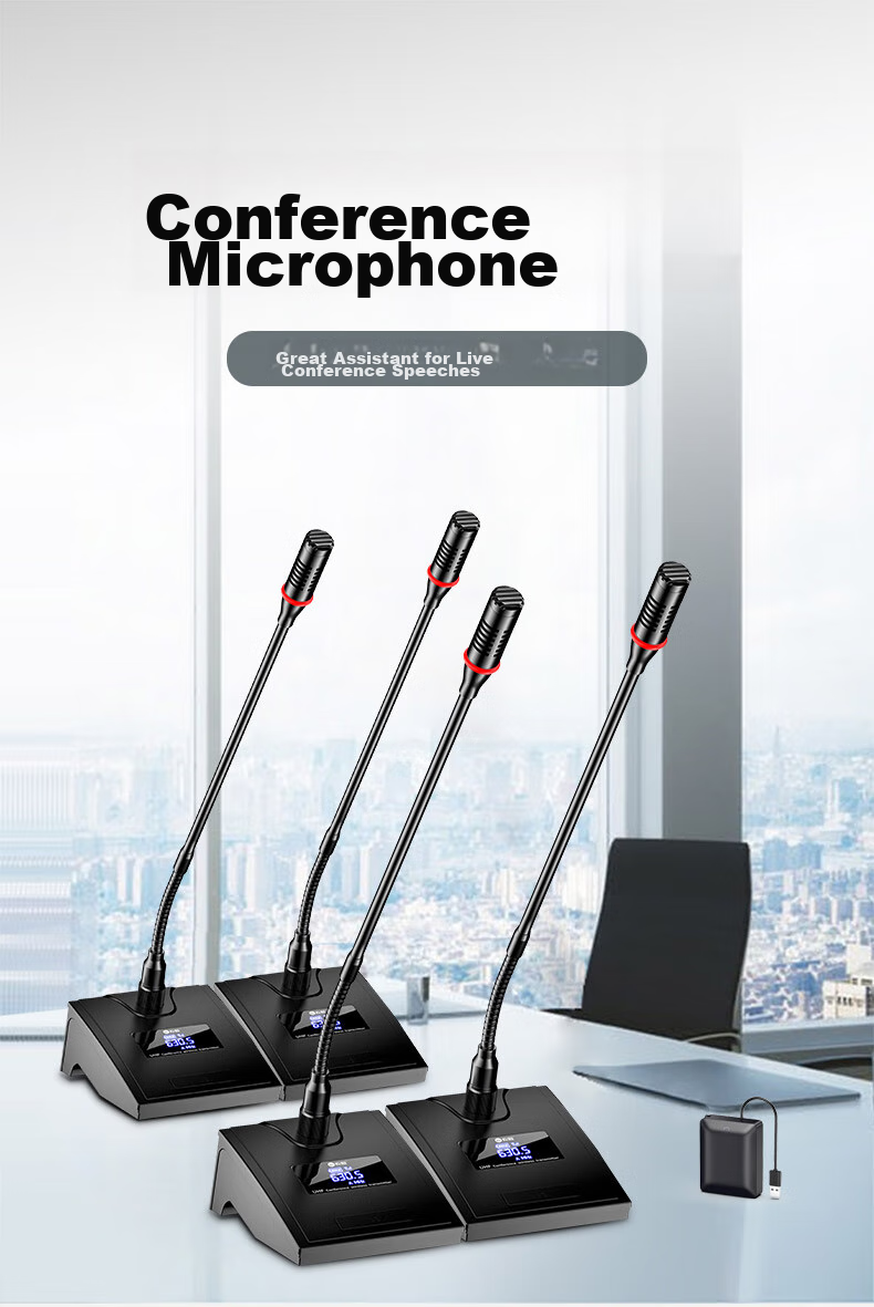 Soaiy SA-H10 Engineering Conference Microphone, Desktop Condenser Microphone, Gooseneck Wireless Meeting Training Voice Chat Microphone, Conference Speech Professional Gooseneck Adjustable Frequency Microphone 14