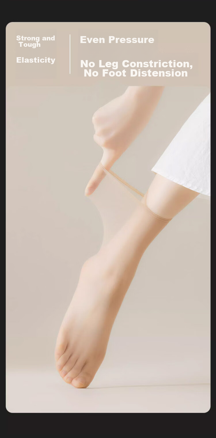 LangSha Women's Thigh-High Stockings, Spring And Summer Ultra-Thin 0D Crystal Silk Transparent Wear-Resistant Silicone Non-Slip Short Tube Flesh-Colored Socks for Wome 9