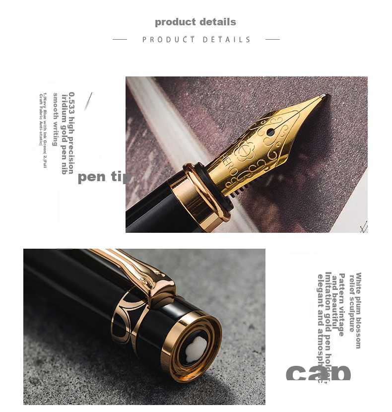 HERO Fountain Pen Gift Box, Shaohua Series, High-Quality Adult Calligraphy Business Signature Pen for Men And Students, Birthday Gift for Boys, Three-In Gold 10K 6