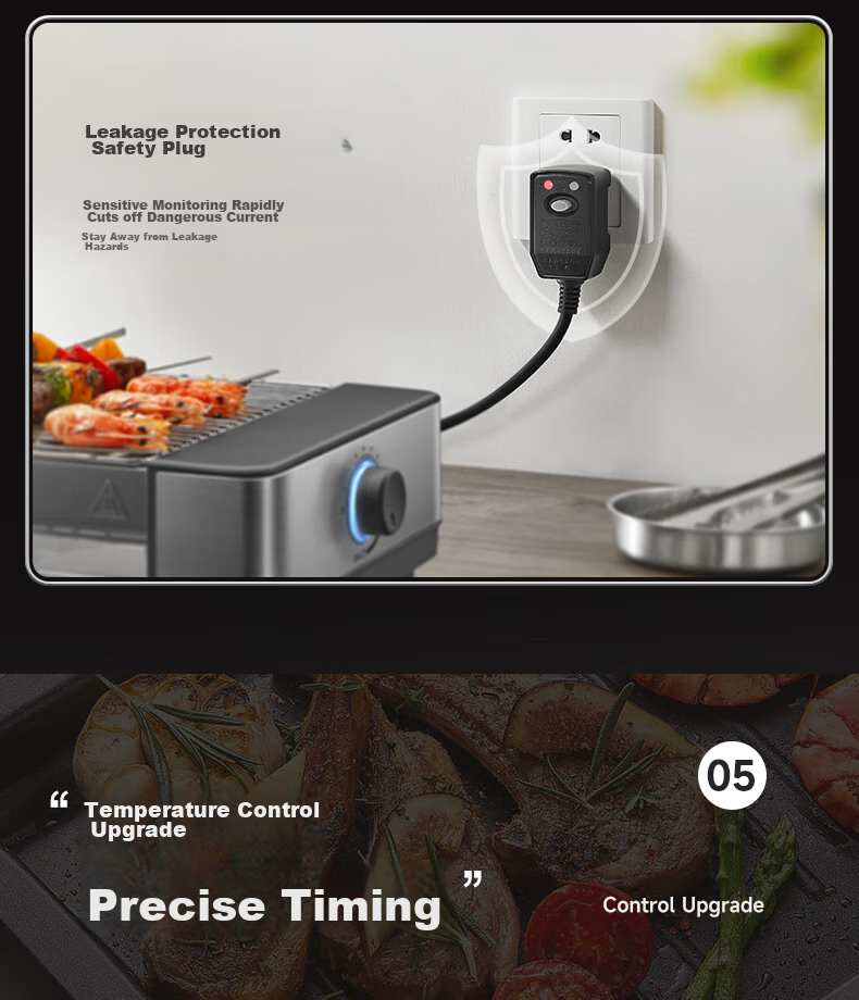 Bear Electric Grill, Home Barbecue Grill, Meat Roasting Pan, Electric Griddle, All-In Grill for Skewers And Meat, Low Smoke Emission, Fully Detachable, Suitable for 5-7 People, Q21N1 15