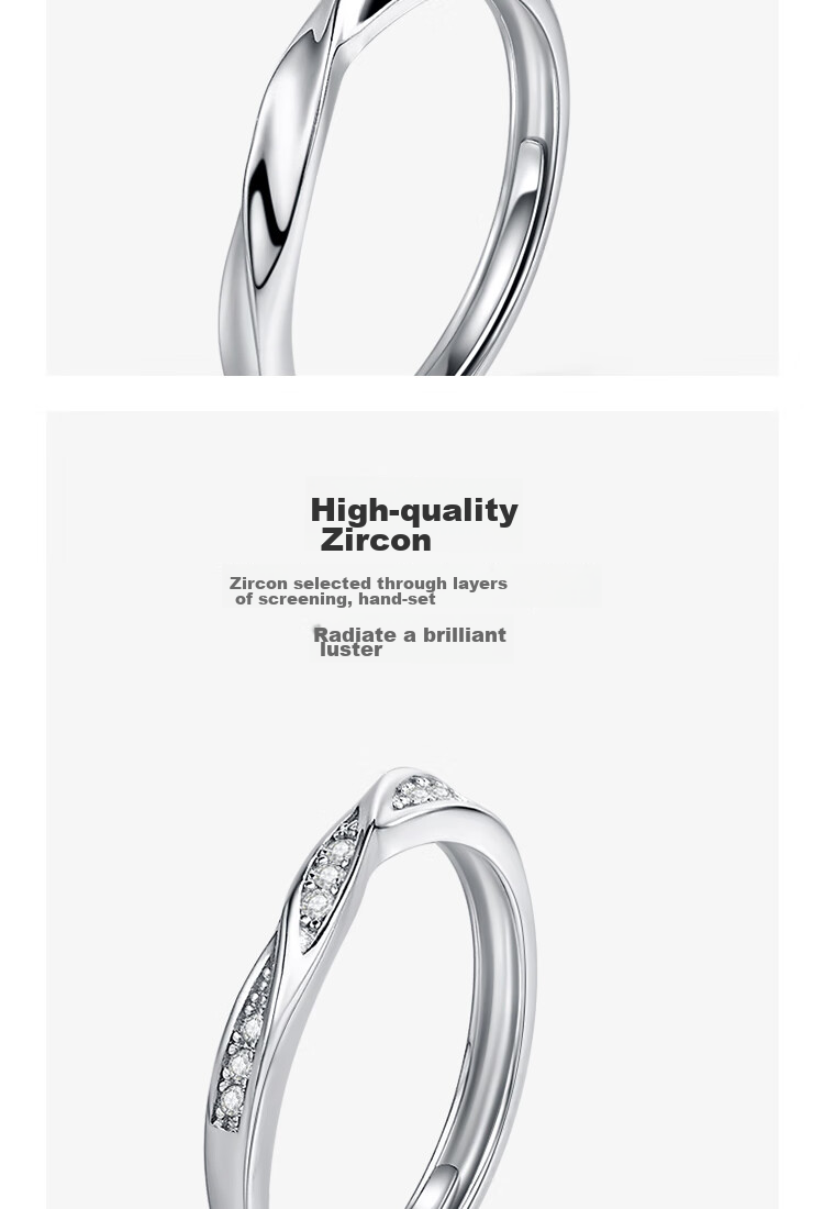FanciFanci Twin Knot 925 Silver Couple Rings Open Adjustable Pair for Men and Women Anniversary Birthday Engagement Gift 8