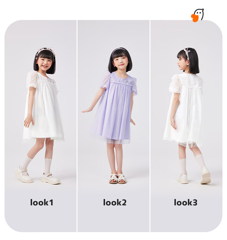QQ DUCK Girls' Dress, Children's Summer Puff Sleeve Princess Tulle Skirt, Sweet Performance Gown for Teenagers, Purple 5
