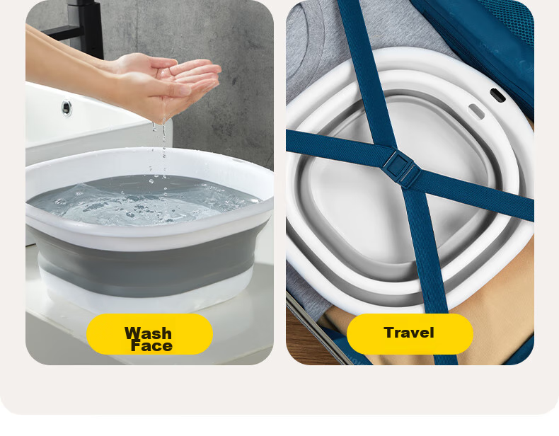Wuyuehua Folding Basin, Large Face Washing Basin, 38CM, 1 Piece, for Home Use, Business Trips, Dormitory, Portable, Foldable, Vegetable Washing Basin, Foot Washing Basi 7