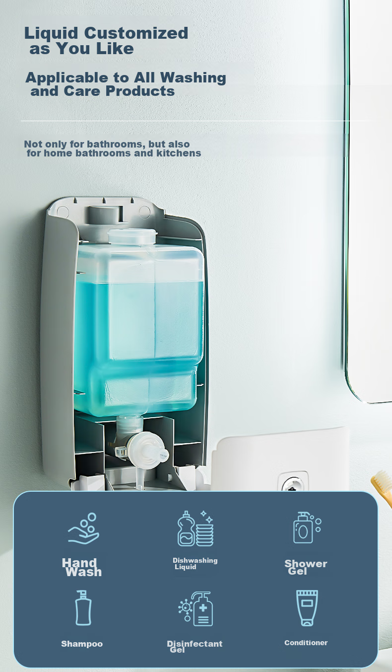 Interhasa! F9088 Wall-Mounted Manual Soap Dispenser, Push-Button Soap Dispenser, Kitchen Dish Soap Bottle, Hand Sanitizer Container, No Drilling Required 10