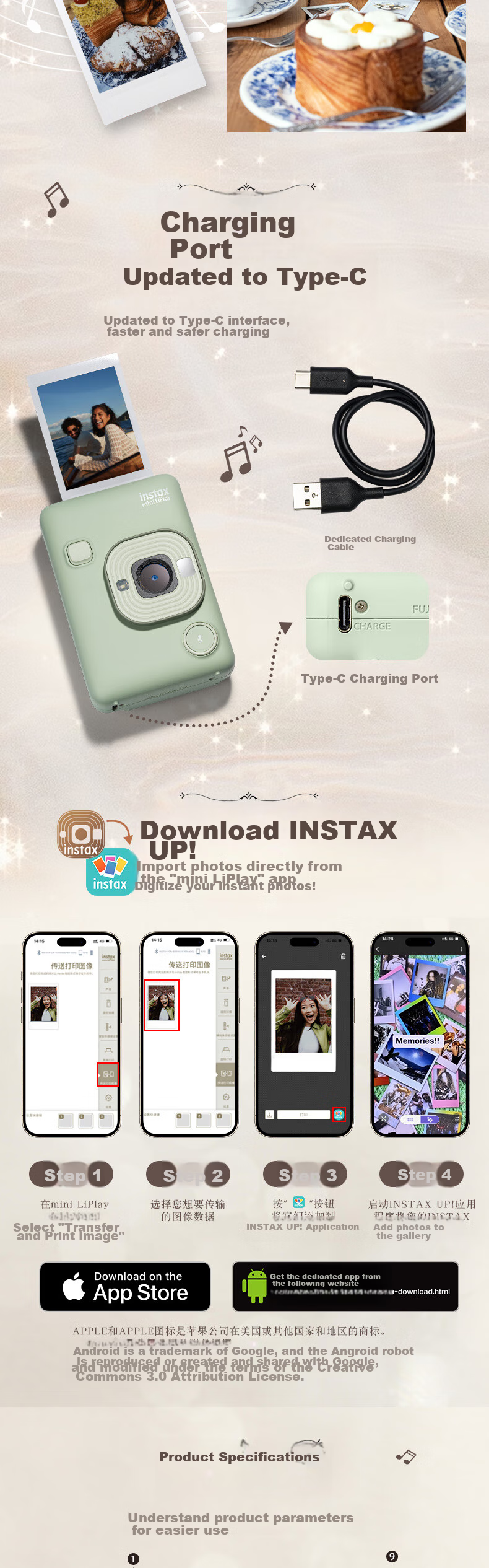 INSTAX Fuji INSTAX Instant Camera, Digital And Film Instant Photography Camera (Prints Mobile Phone Photos), Mini Liplay, Lover White 7