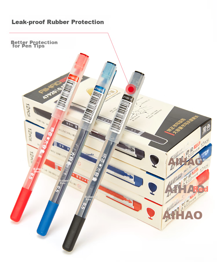 AIHAO Signature Pen, 0.5MM Full Needle Tube Gel Pen, Super Writing Capacity, Black Ink, Integrated Posture-Correcting Pen, Office Supplies, 12 Pieces, 47920 7