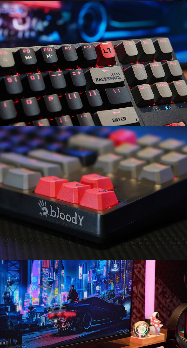 A4TECH T87 88-Key Mechanical Keyboard Wired Gaming Keyboard E-Sports Mechanical Keyboard Dedicated Optical Switches Keyboard Blood Hand Phantom Optical Switches Blood Red Wired 20