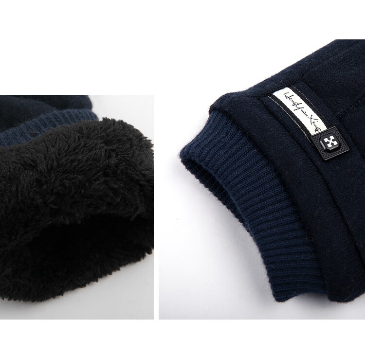 Hengyuanxiang Men's Wool Gloves, Autumn And Winter Warm Windproof Cold-Resistant, Suitable for Cycling And Driving, Fleece-Lined Thickened Touchscreen Compatible Winter Gloves 21