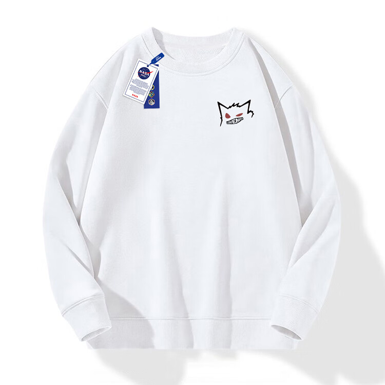 NASA GISS Sweatshirt for Men, Spring And Autumn American Heavyweight Long-Sleeve T-Shirt, Retro Round Neck Top for Students, Men's Clothing, White, 3XL 12