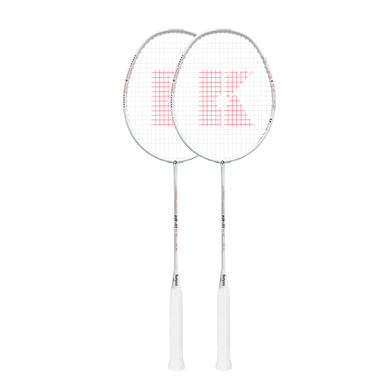 KUMPOO Badminton Racket, Ultra-Light Carbon Fiber Mid-Shaft, for Student Beginners Training, Xunfeng Pair Rackets, KA-111 White And Orange + White And Orange