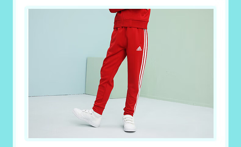 Adidas Children's Pants, Autumn Outdoor Casual Sports Trousers, Windproof Joggers, Red/white, Size 116 14