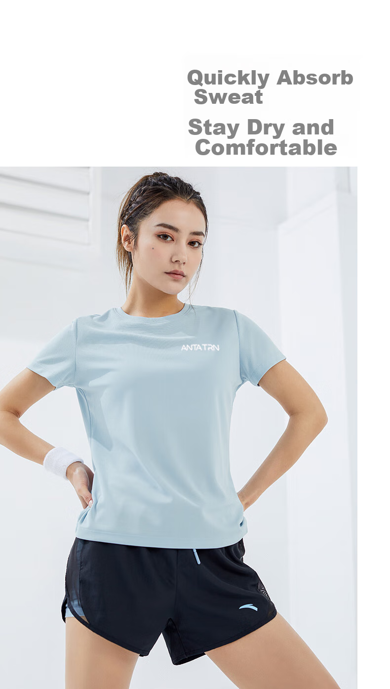 Anta Quick-Dry Sports Set | Women's Summer New Breathable Short Sleeve and Shorts Badminton Two-Piece Set with Anti-Exposure Design 7