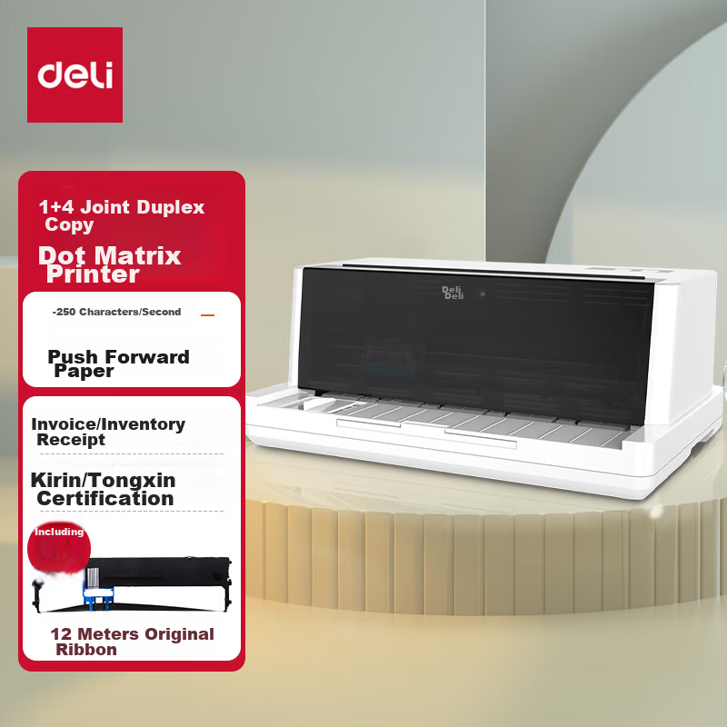 Принтер Deli DE-600K, матричный, 1+4 копии, для счетов-фактур, накладных, офисной печати