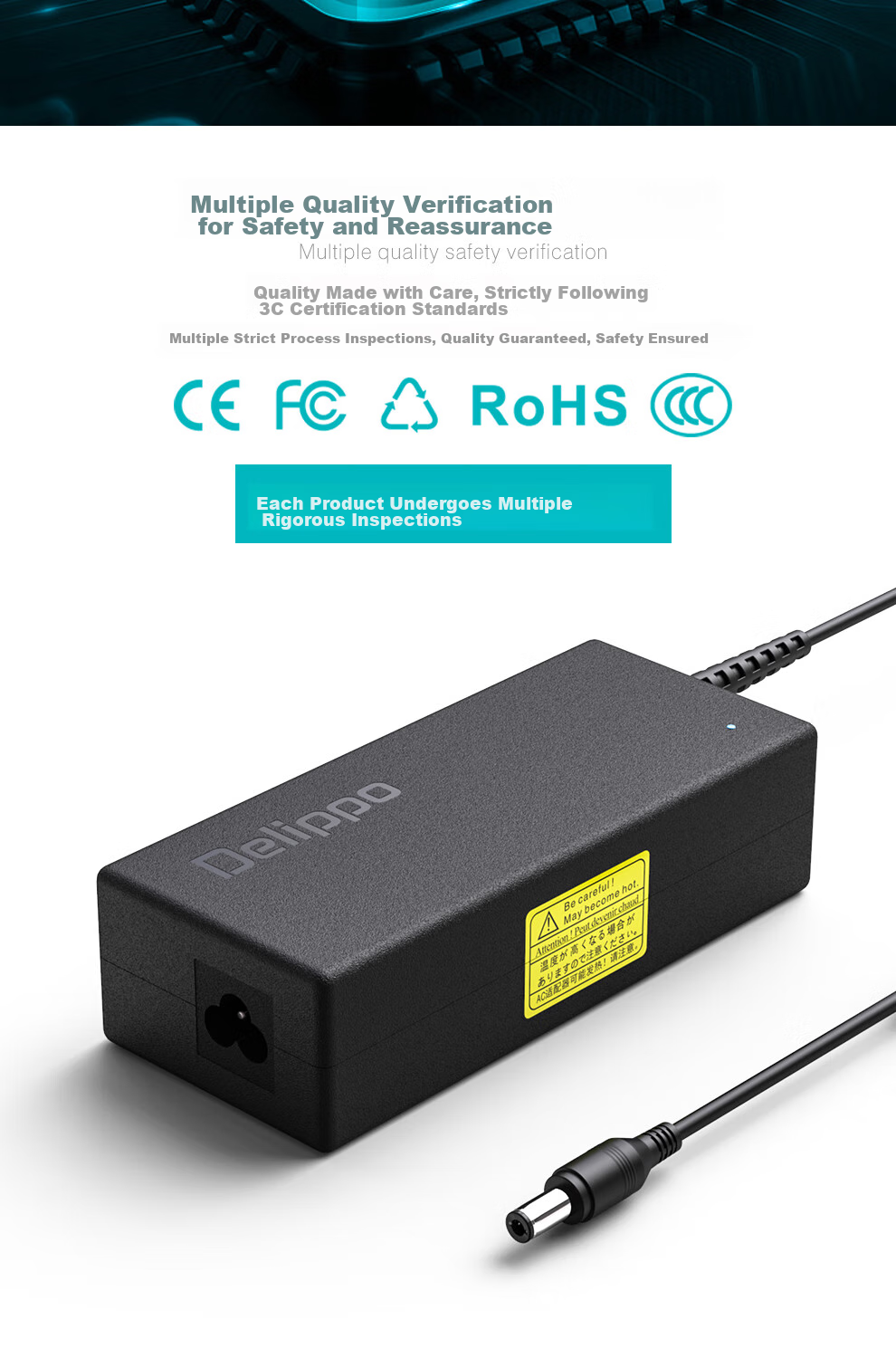 Delippo Power Adapter for Dell LCD Monitors, 12V 5A 3.33A 4A, Compatible with S2740L/S2440Lb/S2719H/S2419H Desktop Computers 5