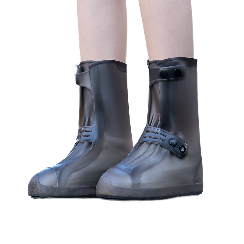 BWNK Waterproof Shoe Covers with Thick Soles, Non-Slip, Wear-Resistant, Portable Rain Gear, Rain Boots, Silicone-Coated Rain Shoes, Brown, XXL Size