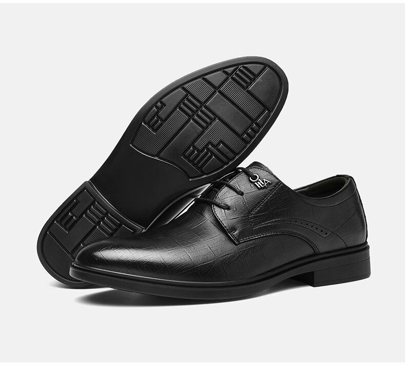 HLA Leather Shoes for Men, Business Formal Spring And Summer Shoes, Derby Casual Men's Shoes HAAPXM4DBG576, Brown, Size 42 33