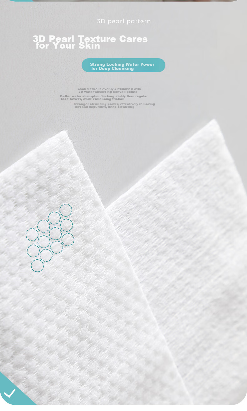 Grace Disposable Face Towels for Business Trips And Travel, Thickened Wet And Dry Dual-Use Facial Cleanser, 20*20cm Pearl Pattern, 80 Sheets*6 Packs 3