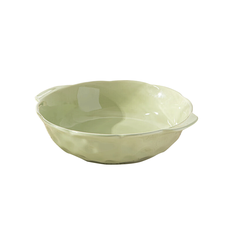 CERAMICS Large Double-Handled Soup Bowl for Sauerkraut Fish, 12-Inch Boiled Fish Special Soup Pot, Milk Green, Single Pack