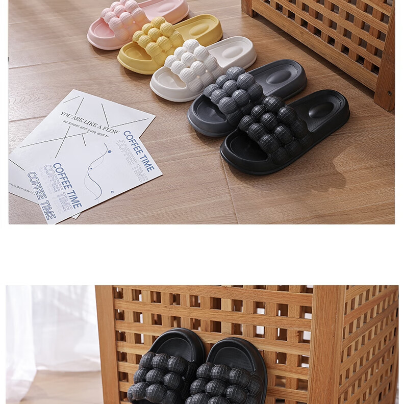 Huamei Comfortable Step-on-Cloud Couple Slippers Indoor Outdoor Non-Slip Thick Sole Soft Elastic HM2288 Yellow Size 40-41 11