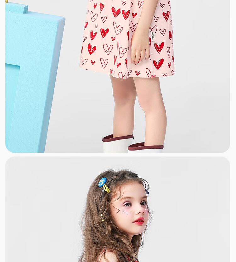 Mini Wooden House Children's Dress Summer Girls Cute Doll Collar Short Sleeve Dress Breathable Black Little Rabbit 130 8