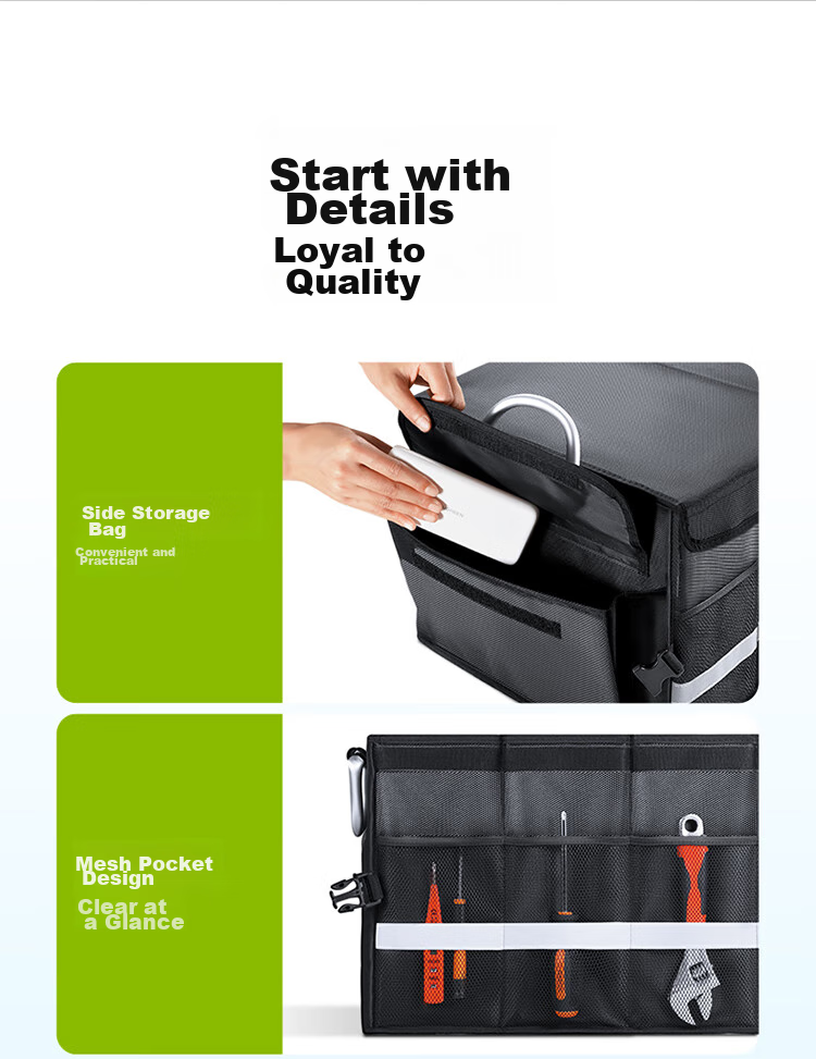 Outekaile Car Trunk Storage Box, Vehicle Organizer Container, Foldable Storage Box for Car Use, Automotive Accessories 13