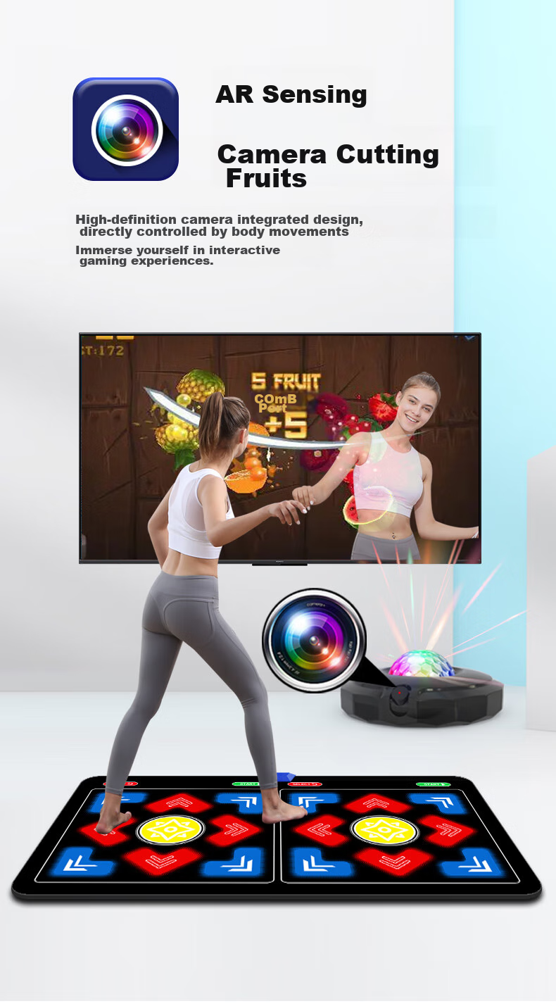 [Children's Birthday Gift] HongTai Double Wireless Dance Mat for Home Use with TV Motion Sensor Camera, Running Mat 6