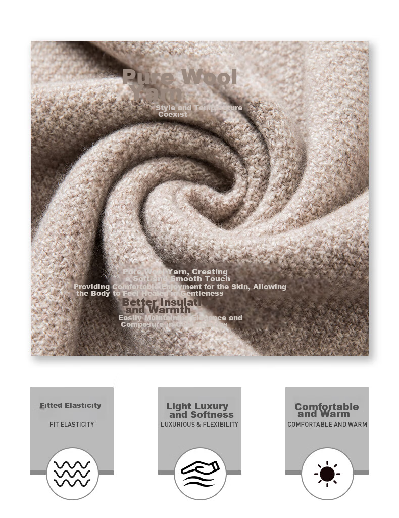 FIRS 100% Wool Sweater for Men [Thickened Version], Winter Warm Round Neck Pullover Knit Base Layer, Men's Clothing 3