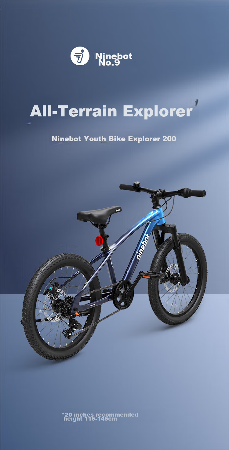 Ninebot Bicycle Aluminum Alloy All-Terrain Blue 20-Inch Suitable for Height 115-145cm 1