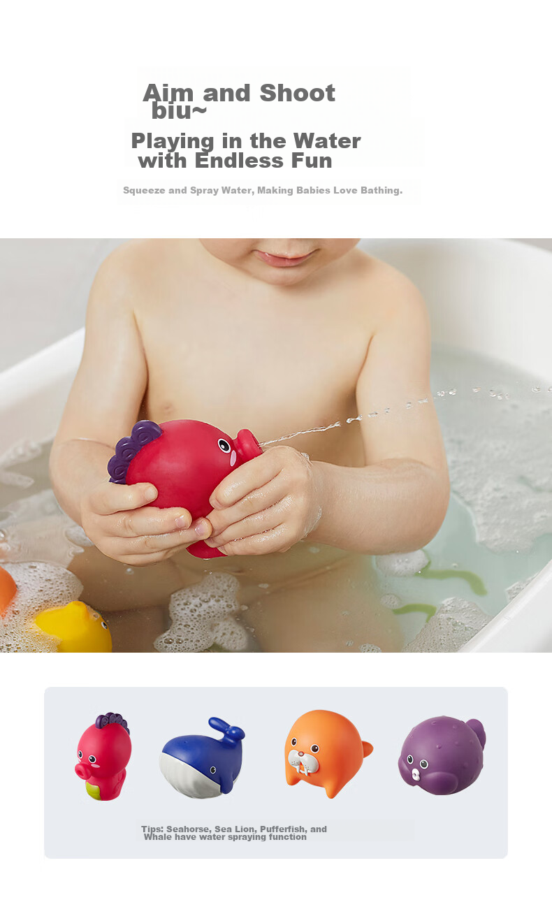Babycare Children's Bath Toys, Baby Swimming Toys, Water Play Toys, Baby Shower Toys, Shower Head, Indoor Water Play Toys, 8-Piece Set 7