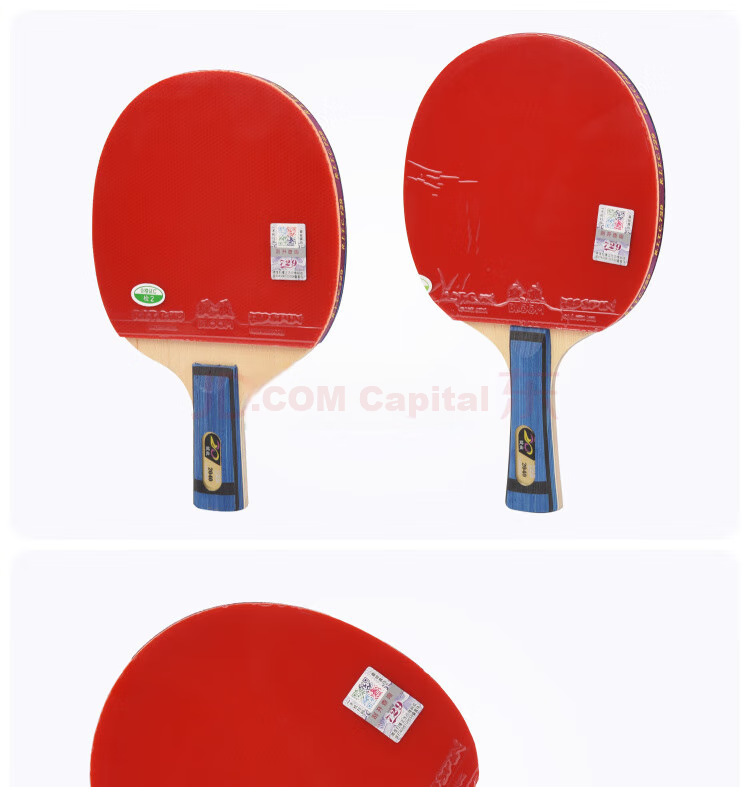 729 Table Tennis Paddle Horizontal Handle 6-Star Double-Sided Racket Colorful Six-Star Carbon Fiber Ping Pong Paddle Double-Sided Reverse Rubber 2