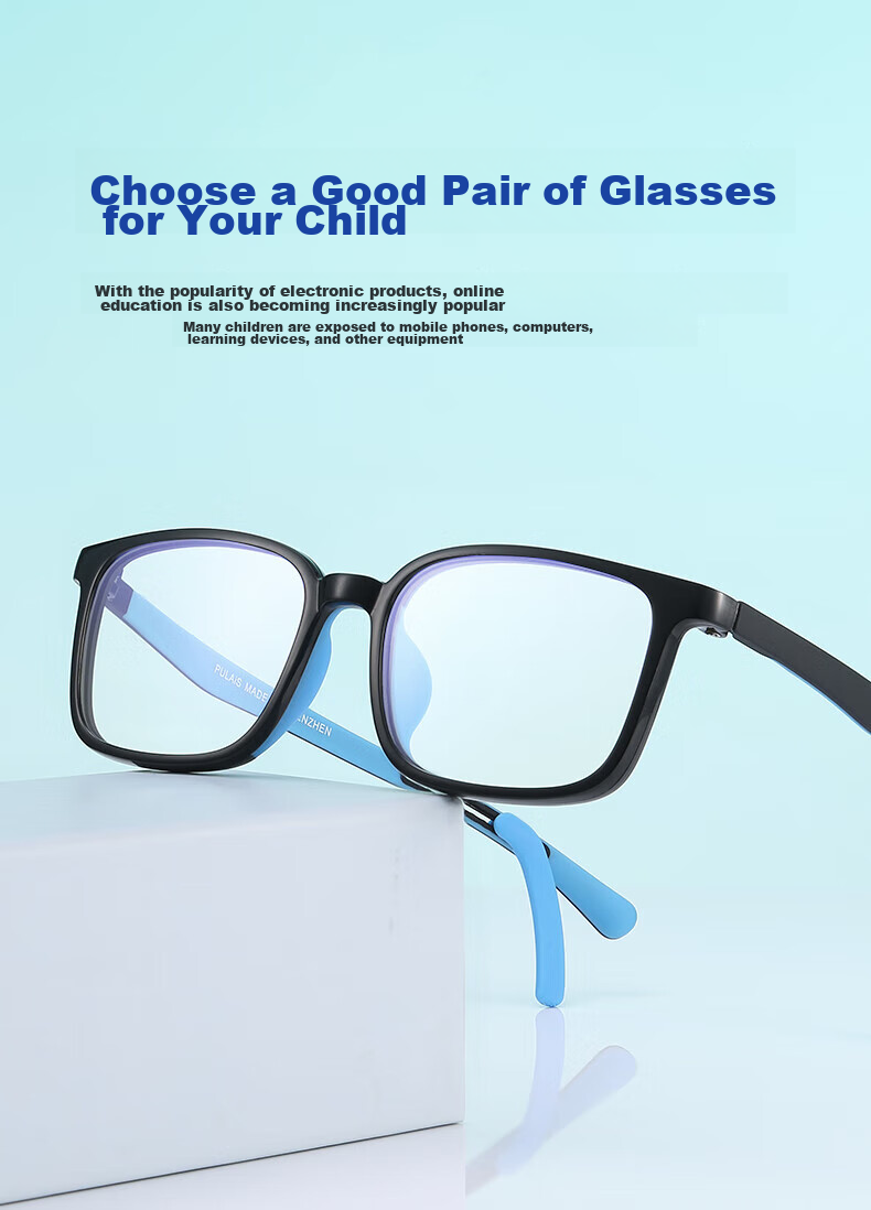 Pulais Children's Anti-Blue Light And Anti-Radiation Glasses, Unisex Frame for Boys And Girls, Black And Gray, 66132 3