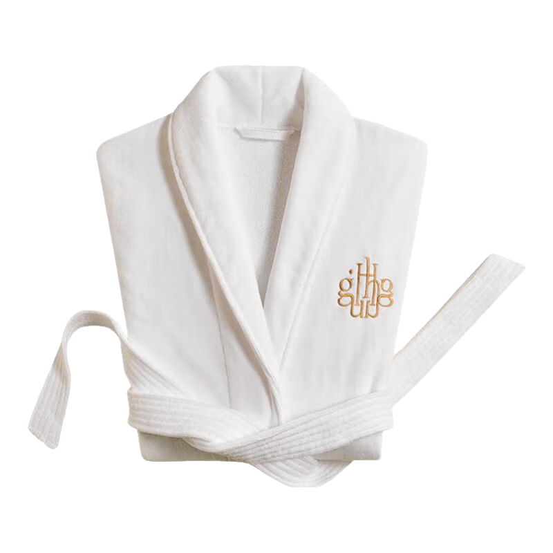 Canasin [Hug Bathrobe] Hotel Egyptian Cotton Couple High-End Sleepwear Pure Cotton Absorbent Men's And Women's Bathrobe, White L Size