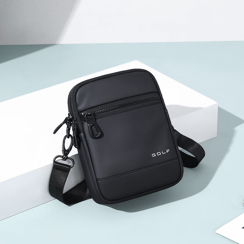 GOLF Shoulder Bag for Men, Casual Crossbody Bag, Lightweight Small Messenger Bag, Phone Pouch, Water-Resistant Sports Backpack, Misty Black Color