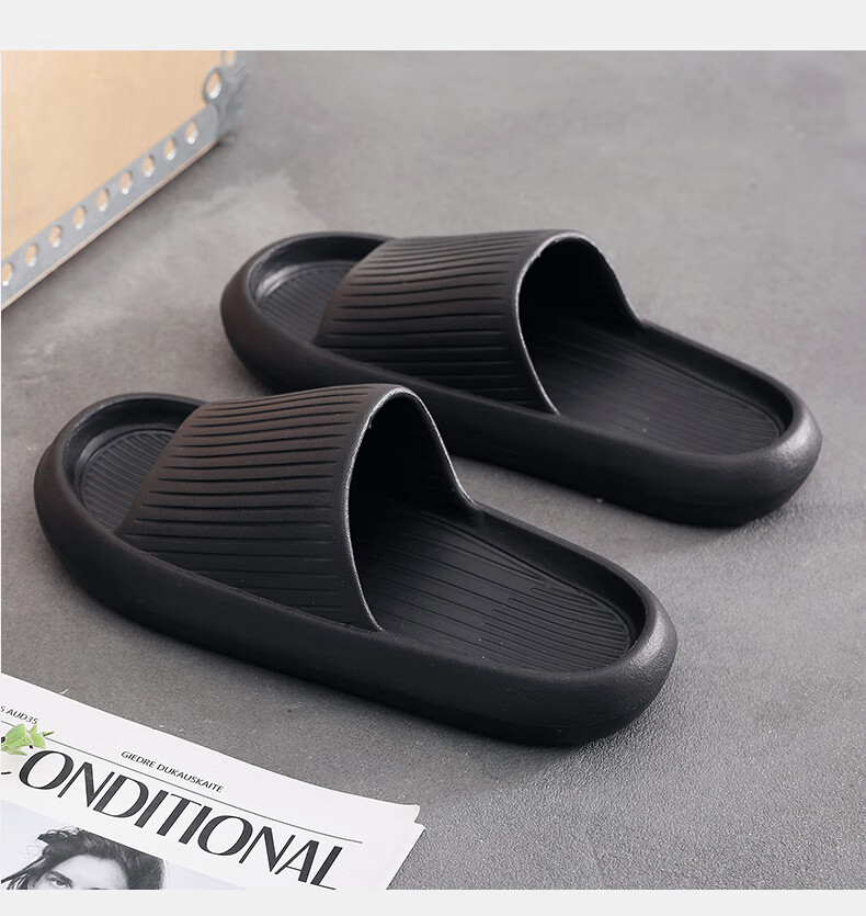 GUOLUOFEI Home Slippers for Men And Women, Summer Non-Slip Thick-Soled Couple Bathroom Shower Sandals, Blue-Gray, Size 44-45 6