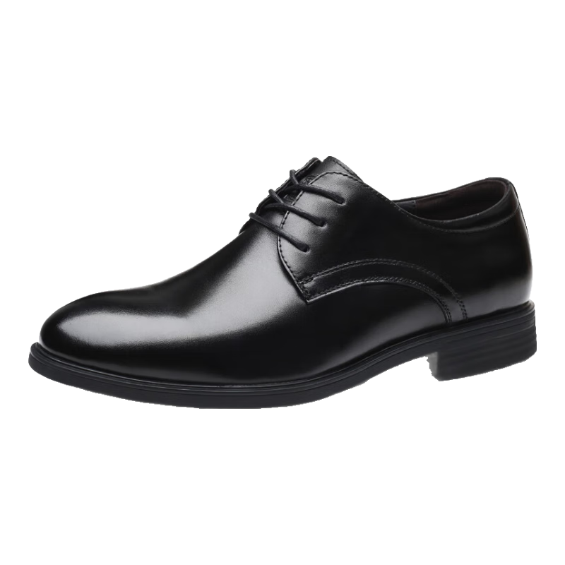 LAORENTOU Men's Leather Shoes, Business Formal Shoes, Top-Grain Cowhide Breathable Lace-Up Wedding Shoes for Men, 110199 Black Size 39