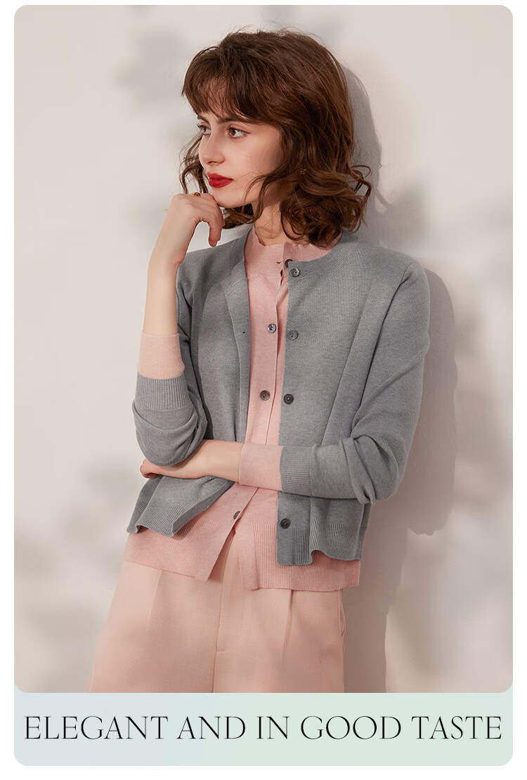 LOUISYAO Spring Autumn Two-Piece Colorblock Knit Round Neck Single-Breasted Long Sleeve Cardigan Women Navy Blue with Blue Patchwork 1 XL 6