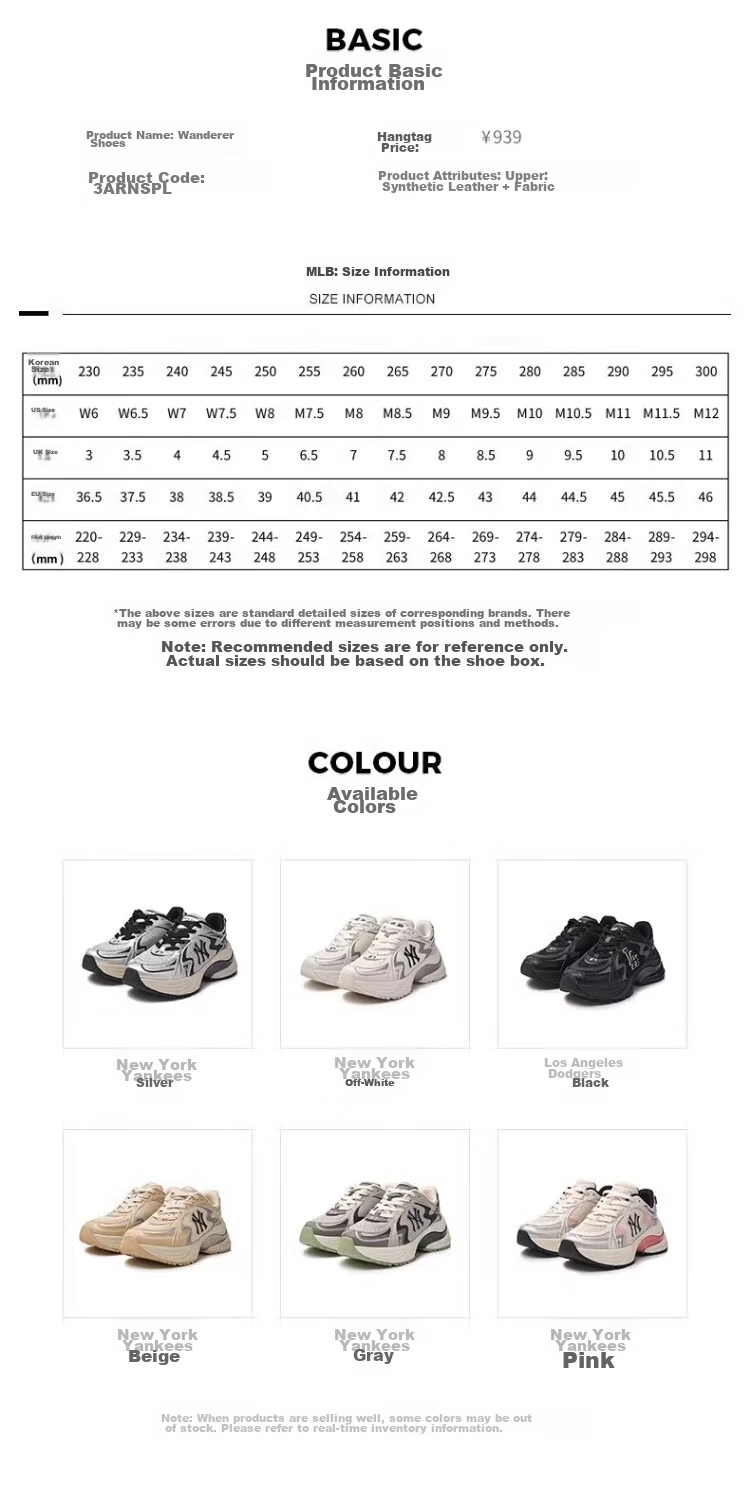 MLB Shoes for Men And Women, Dad Sneakers, Casual Sports Vans, KARINA Style 3ARNSPL4N-50GRS 3