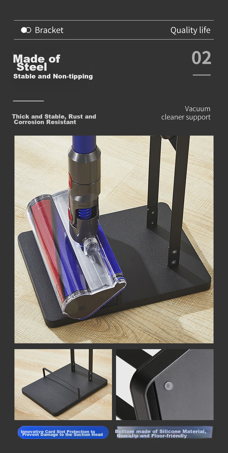 Keruier Dyson Vacuum Cleaner Stand Compatible with V8V12V15V10G5V11, Vacuum Holder, No Drilling Required, Dyson Storage Rack, Charging Hook 5