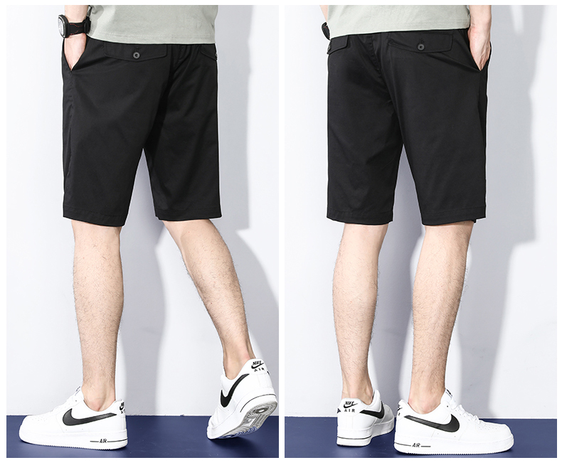 ROMON Casual Shorts for Men, Summer Business Pants, Cotton Stretch Breathable Five-Point Shorts, Sports Trousers, Men's Clothing LM112 Black Size 31 8