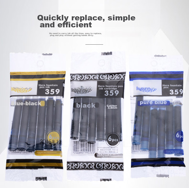 HERO 3736 Erasable Magic Pen, Dual-Head Correction Pen with Erasable Ink, Student Error-Correction Pen [To Be Used with Fountain Pens Equipped with Erasable Ink Cartridges], Pack of 5 1