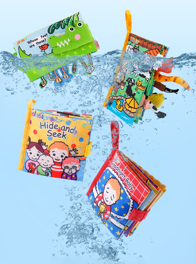 Jollybaby Baby Cloth Book Early Education 0-18 Months Infant Toy Chewable Tear-Resistant 3D Cloth Book Reading Cognitive Training Gift Box 12