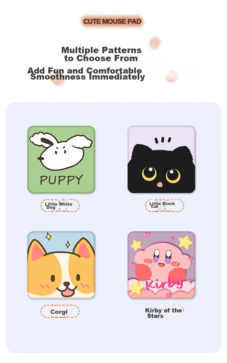 BUBM Mouse Pad Small Size Thick Cartoon Cute Office Desk Mat Non-Slip Durable Mouse Pad Notebook Computer Home Portable Patterned Soft Pad Xing Zhi Kabi 4