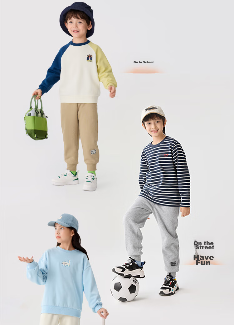 BALABALA Children's Long Pants, Boys And Girls Thick Fleece-Lined Trousers, 2025 Autumn And Winter Parent-Child Versatile Joggers, Casual Trendy Pants 8