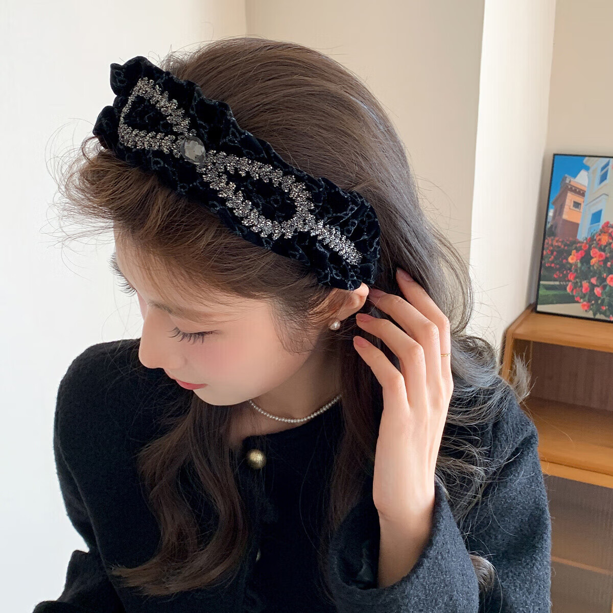 CHIMERA French Light Luxury Bow Headband, Wide Edge High Crown Hair Band, Hair Accessory, Women's Birthday Gift