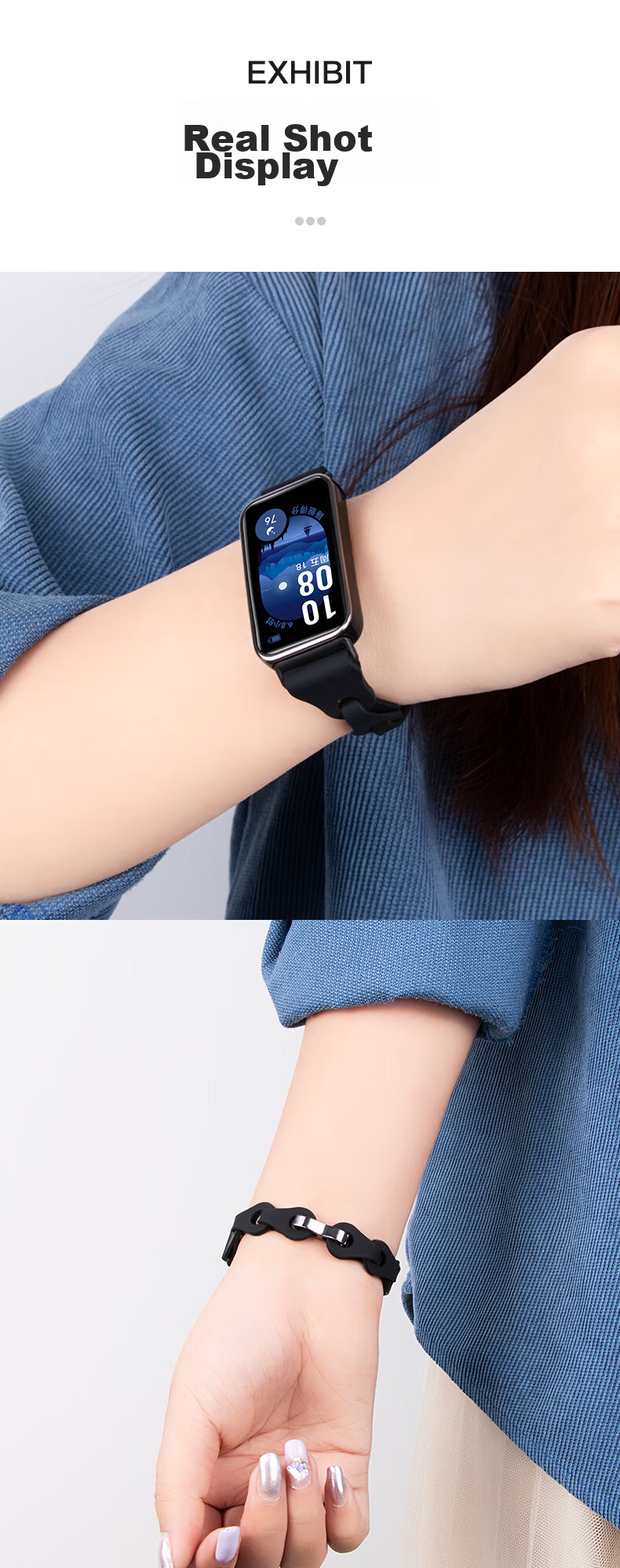Binghong Compatible with Huawei Band 10 Strap, Bracelet for Huawei Band 9, Women's Strap for Huawei Band 8, Silicone Strap for Huawei Band 8 9 10 NFC, Wristband for Men - Starlight Color 10